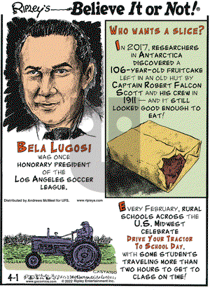 Ripley's Believe It or Not on Tuesday April 1, 2025 Comic Strip