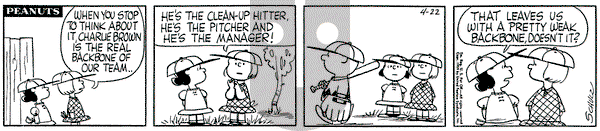 Peanuts on Wednesday April 22, 1959 Comic Strip