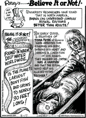 Ripley's Believe It or Not on Sunday May 1, 2005 Comic Strip