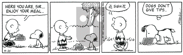 Peanuts on Friday April 25, 1997 Comic Strip