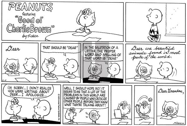 Peanuts on Sunday June 11, 1978 Comic Strip