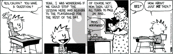 Calvin and Hobbes on Tuesday December 23, 2014 Comic Strip