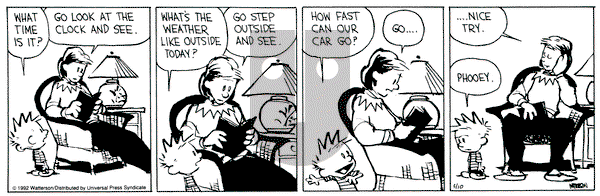 Calvin and Hobbes on Tuesday March 10, 1992 Comic Strip