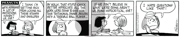 Peanuts on Friday February 9, 1973 Comic Strip