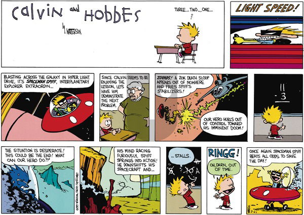 Calvin and Hobbes on Sunday April 2, 1989 Comic Strip