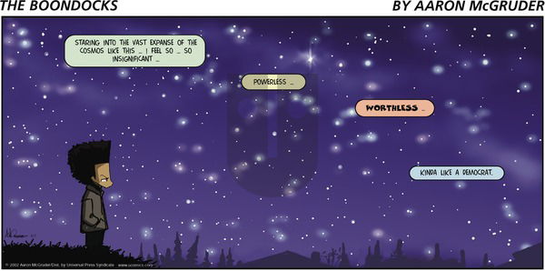 The Boondocks on Sunday April 7, 2002 Comic Strip