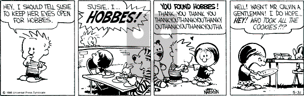 Calvin and Hobbes - Saturday May 31, 1986 Comic Strip