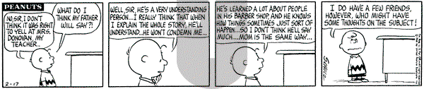Peanuts - Thursday February 17, 1966 Comic Strip
