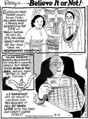 Ripley's Believe It or Not on Wednesday August 9, 2000 Comic Strip
