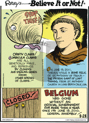 Ripley's Believe It or Not on Wednesday September 28, 2011 Comic Strip