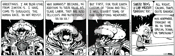 Calvin and Hobbes on Tuesday March 29, 1994 Comic Strip