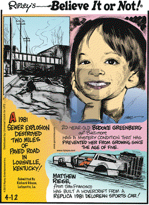 Ripley's Believe It or Not on Friday April 12, 2013 Comic Strip