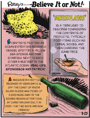 Ripley's Believe It or Not on Thursday September 23, 2021 Comic Strip