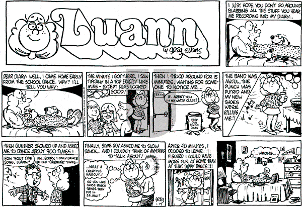 Luann on Sunday January 17, 1988 Comic Strip