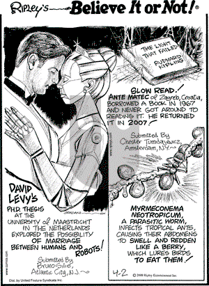 Ripley's Believe It or Not on Wednesday April 2, 2008 Comic Strip