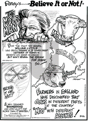Ripley's Believe It or Not on Tuesday September 26, 2006 Comic Strip