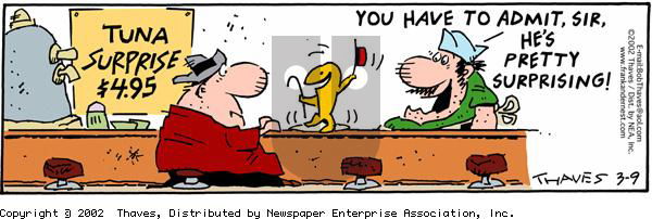 Frank and Ernest on Saturday March 9, 2002 Comic Strip