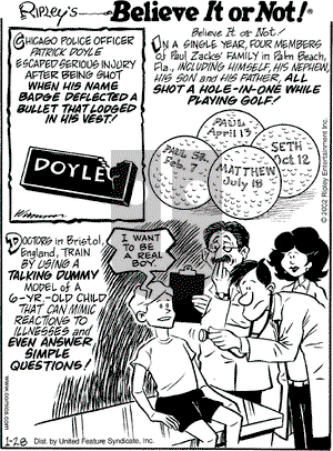 Ripley's Believe It or Not on Monday January 28, 2002 Comic Strip