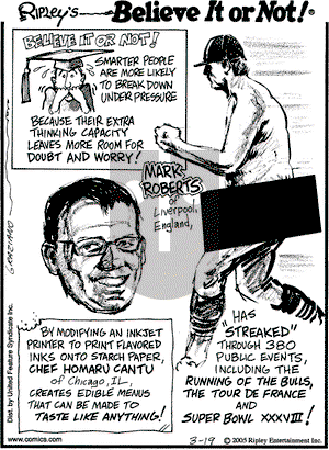 Ripley's Believe It or Not on Saturday March 19, 2005 Comic Strip