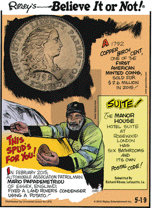 Ripley's Believe It or Not on Tuesday May 19, 2015 Comic Strip