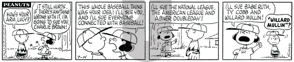 Peanuts on Tuesday July 14, 1964 Comic Strip