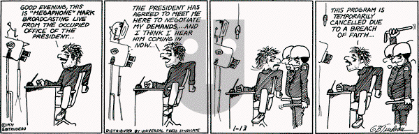 Doonesbury on Wednesday January 13, 1971 Comic Strip