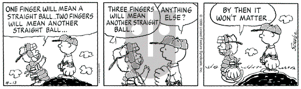 Peanuts on Tuesday April 13, 1999 Comic Strip