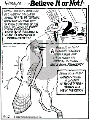 Ripley's Believe It or Not on Thursday August 17, 2000 Comic Strip