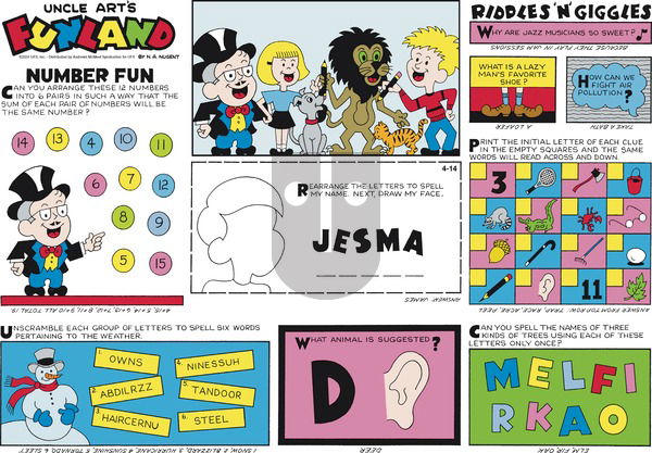 Uncle Art's Funland on Sunday April 14, 2024 Comic Strip