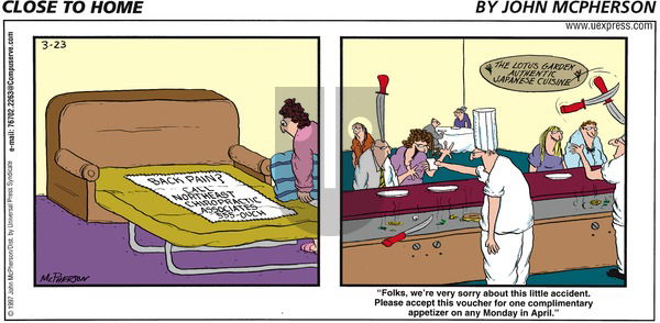 Close to Home on Sunday March 23, 1997 Comic Strip
