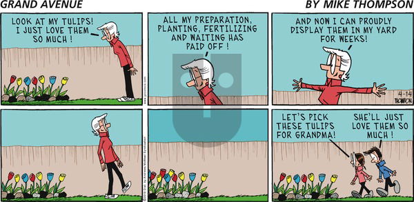 Grand Avenue on Sunday April 14, 2019 Comic Strip