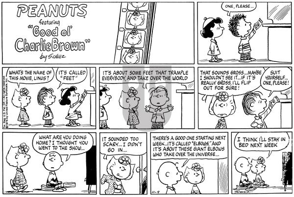 Peanuts on Sunday November 9, 1975 Comic Strip