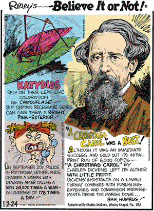 Ripley's Believe It or Not on Saturday December 24, 2011 Comic Strip