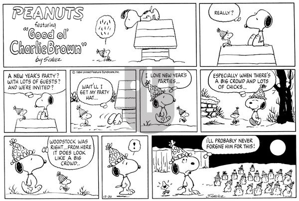 Peanuts on Sunday December 30, 1984 Comic Strip