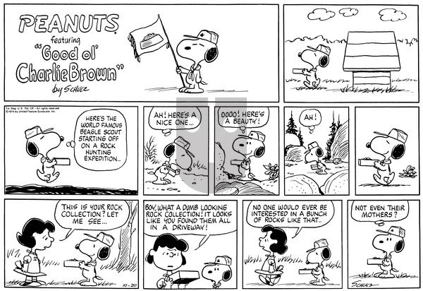 Peanuts on Sunday October 20, 1974 Comic Strip