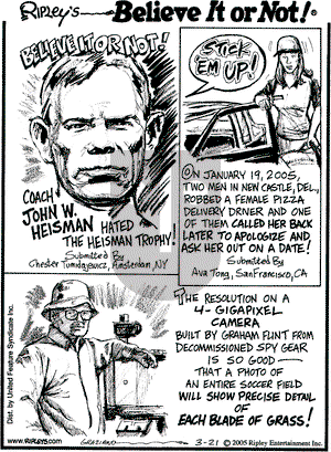 Ripley's Believe It or Not on Monday March 21, 2005 Comic Strip