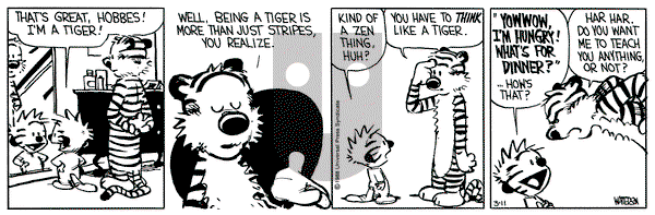 Calvin and Hobbes on Friday March 11, 1988 Comic Strip