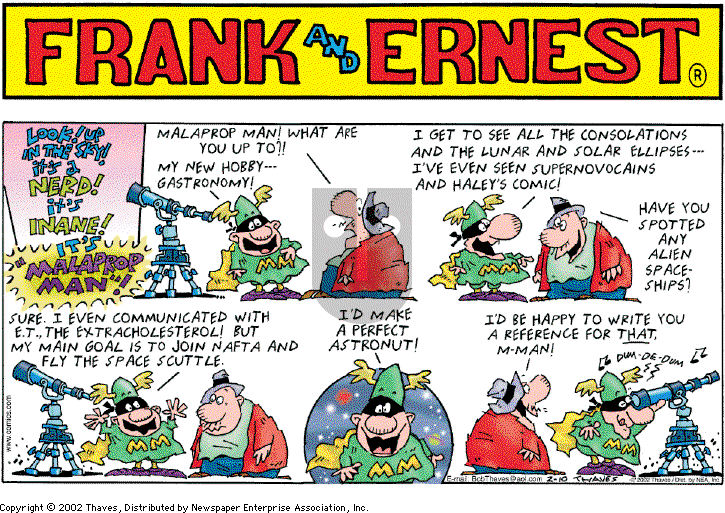 Frank and Ernest on Sunday February 10, 2002 Comic Strip