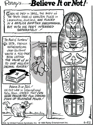 Ripley's Believe It or Not on Friday June 21, 1996 Comic Strip