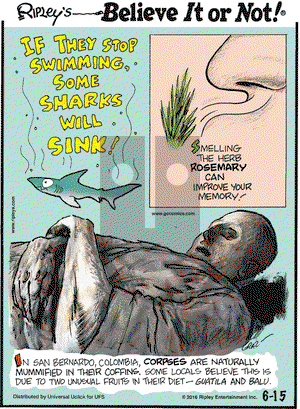 Ripley's Believe It or Not on Wednesday June 15, 2016 Comic Strip