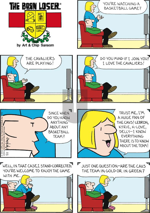 The Born Loser on Sunday January 17, 2016 Comic Strip