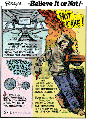 Ripley's Believe It or Not on Saturday September 12, 2009 Comic Strip