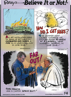 Ripley's Believe It or Not on Friday July 6, 2018 Comic Strip