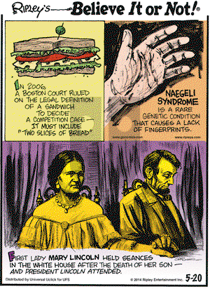 Ripley's Believe It or Not on Tuesday May 20, 2014 Comic Strip