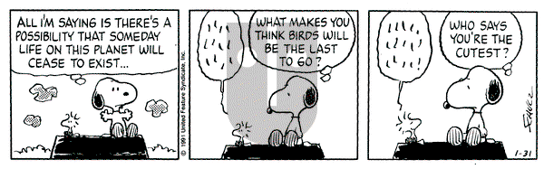 Peanuts on Thursday January 31, 1991 Comic Strip