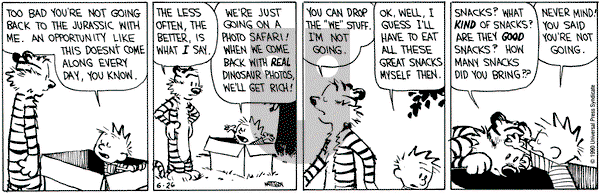 Calvin and Hobbes on Tuesday June 26, 1990 Comic Strip