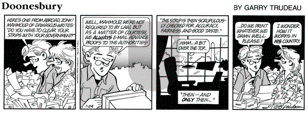 Doonesbury on Wednesday January 24, 1996 Comic Strip