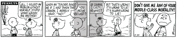 Peanuts - Monday February 20, 1967 Comic Strip