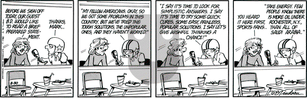 Doonesbury on Saturday August 30, 1980 Comic Strip