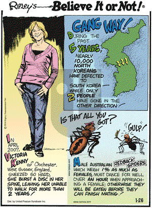 Ripley's Believe It or Not on Tuesday January 26, 2010 Comic Strip